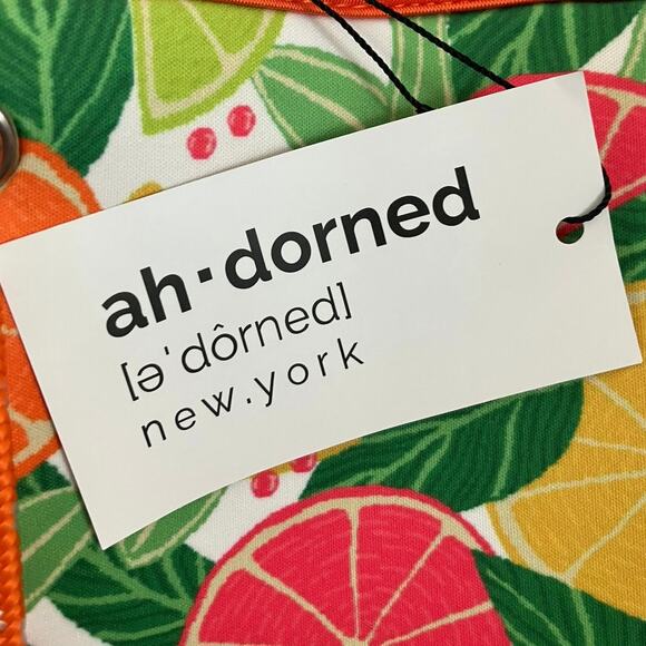 New AHDORNED Neoprene Lime Orange Lemon Tote with Removable Pouch - Picture 3 of 6